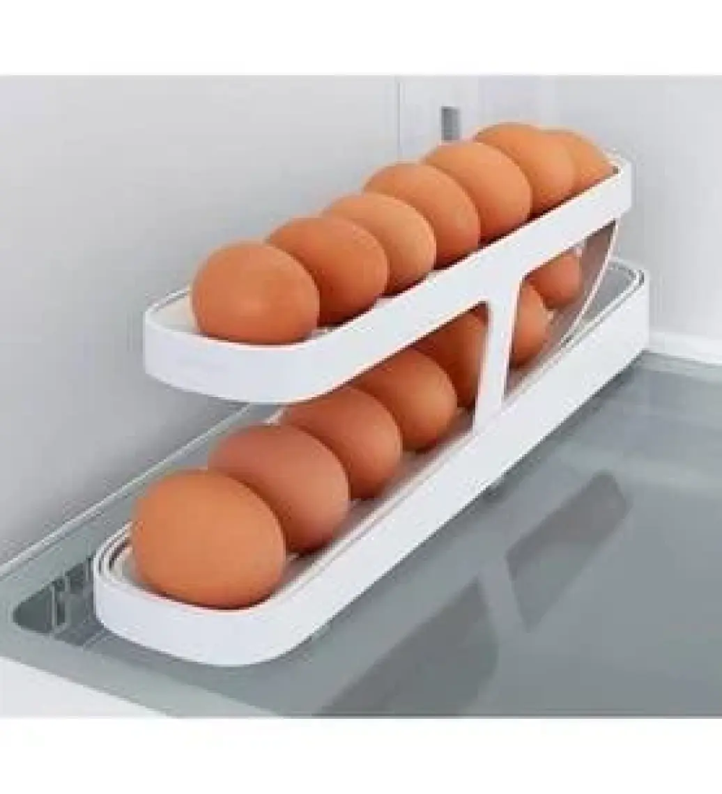 2 Katlı Otomatik Buzdolabı Yumurta Standı Yumurtalık Rafı Saklama Kabı Buzdolabı Organizer