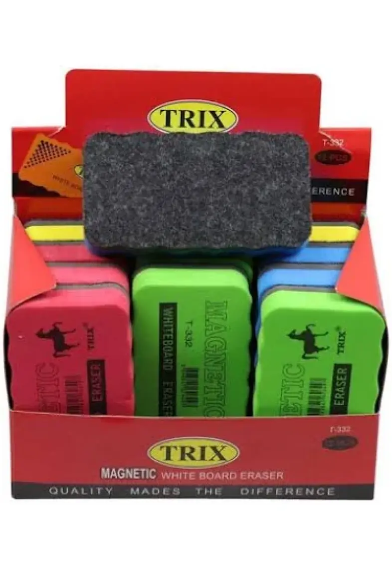 Trix T-332 Mıknatıslı Beyaz Tahta Silgisi  Kırmızı