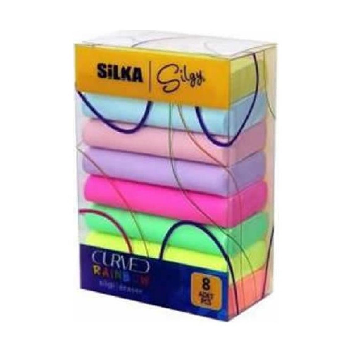 Si̇lka Art 51 Curved Rainbow Neon Pastel Silgi 8'li