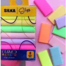 Si̇lka Art 51 Curved Rainbow Neon Pastel Silgi 8'li