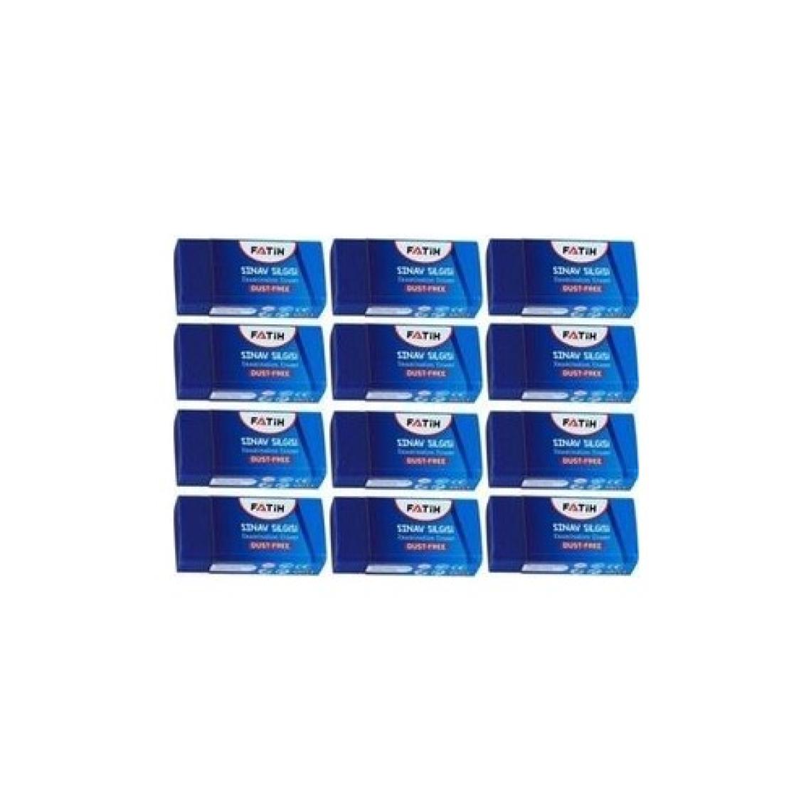 Fatih 12'li Mavi Sınav Silgisi Seti - Toz Bırakmayan (4x2x1 cm)