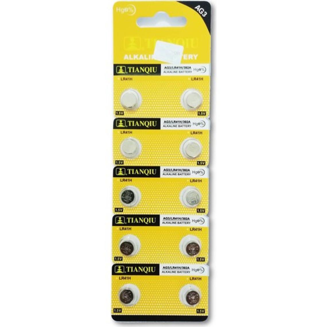 Tianqiu Alkalin Pil - Ag3 / LR41H Düğme Pil 1,5V - 10'lu Paket