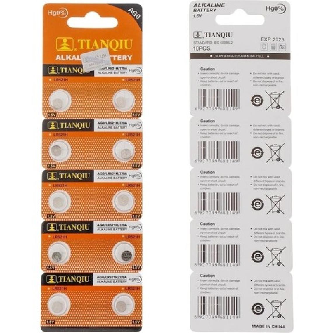 Tianqiu Ag0 LR521H/379A Alkalin Düğme Pil 10'lu