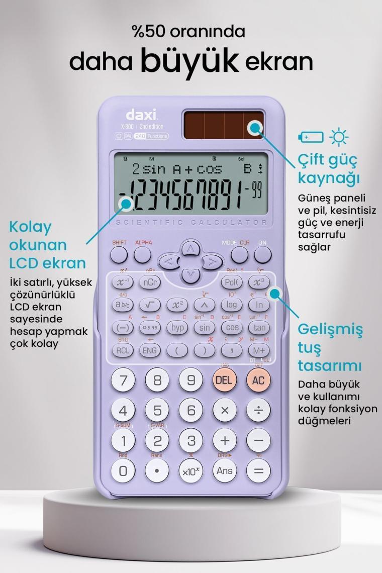Daxı X 800 Lila 240 Fonksiyonlu Bilimsel Hesap Makinesi
