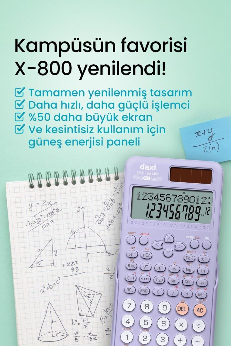 Daxı X 800 Lila 240 Fonksiyonlu Bilimsel Hesap Makinesi