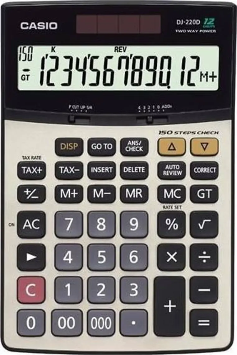 Casio DJ-220D Plus İşlem Kontrollü 12 Hane Masa Üstü Hesap Makinesi