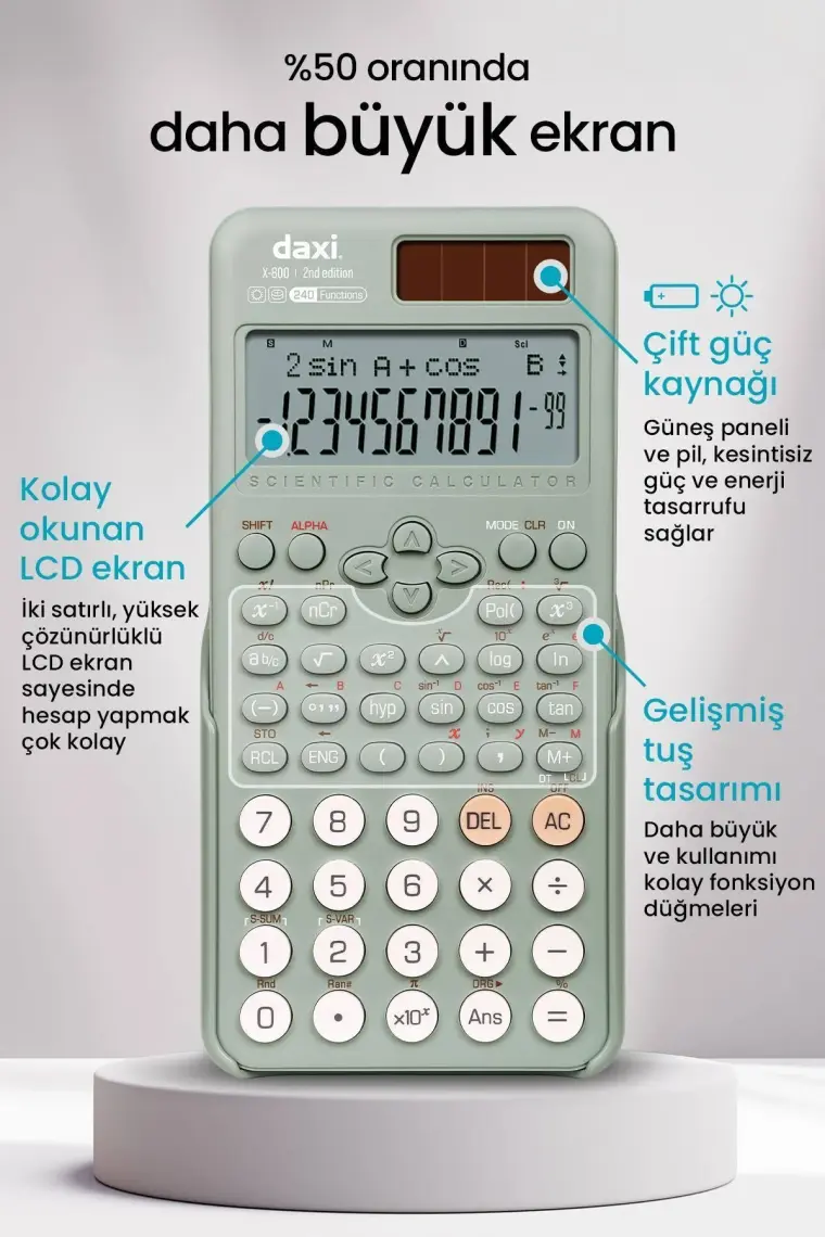 Daxi X-800 Yeni Nesil 240 Fonksiyonlu Bilimsel Hesap Makinesi