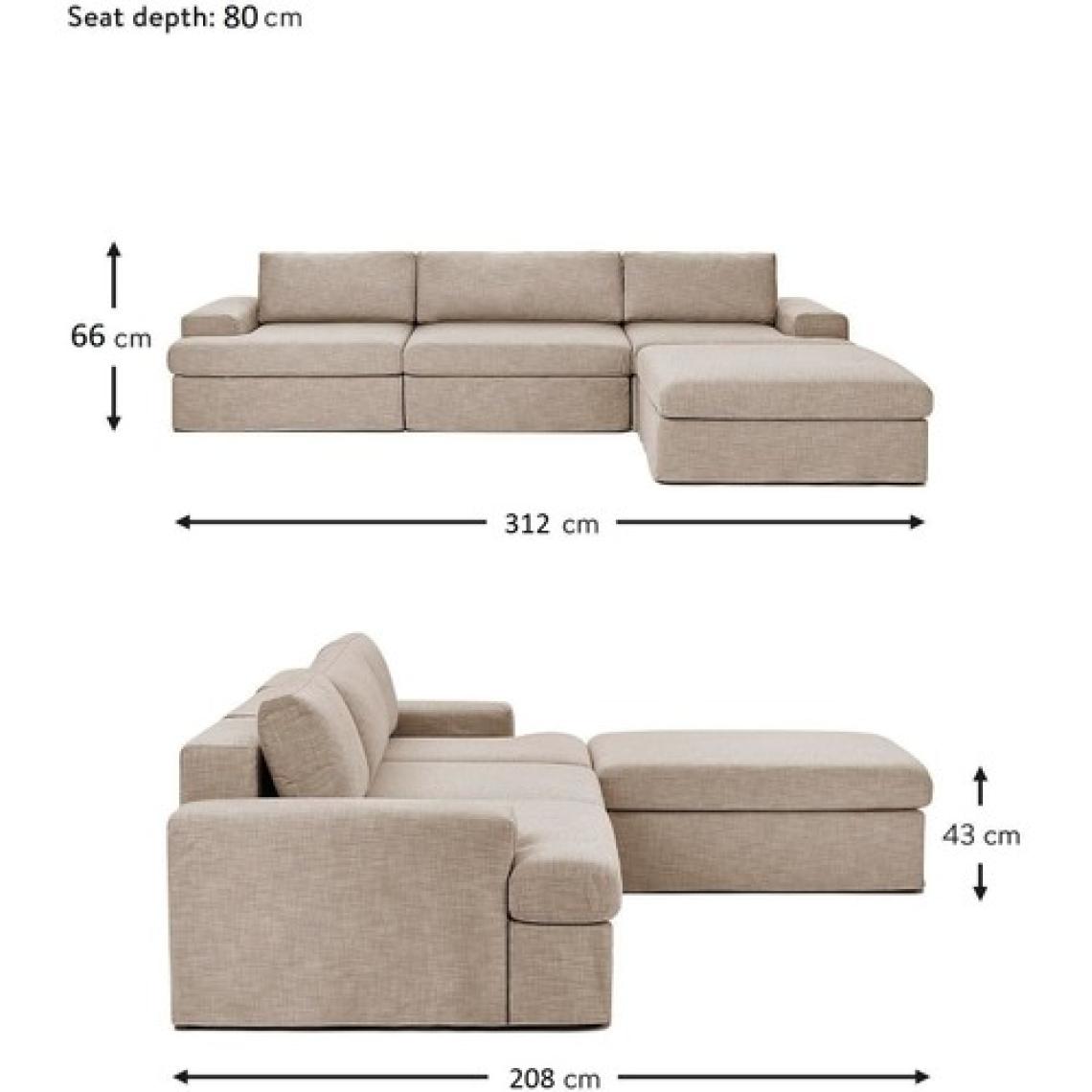 Mode Siesta Pro Kuş Tüyü Köşe Koltuk Takımı 4 Modül 11 Kahverengi Keten Kumaş Işbir Sünger(Dairenize Teslim)