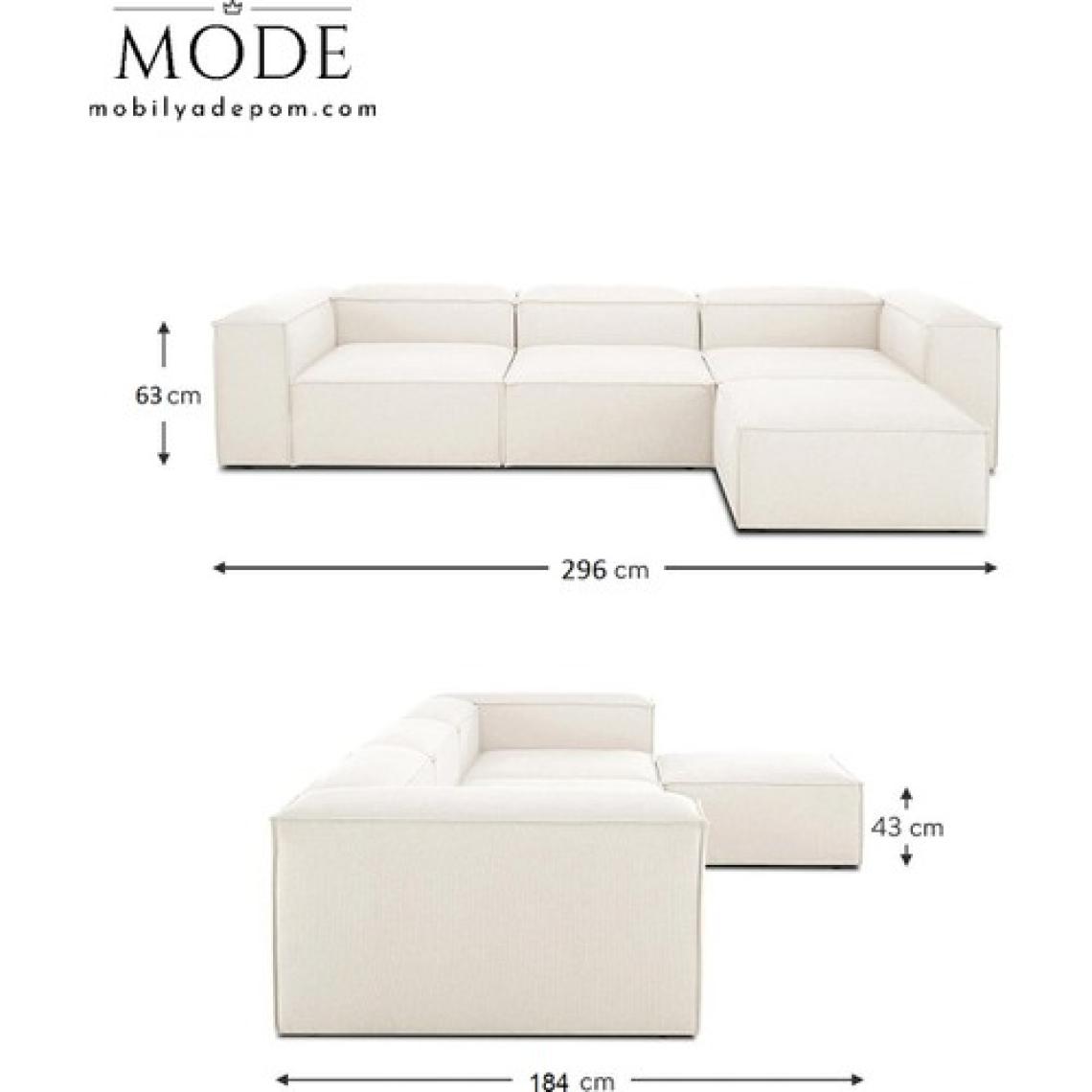 Mobilya Depom Mode Soft Köşe Koltuk Takımı 4 Modül Kırık Beyaz Keten Kumaş