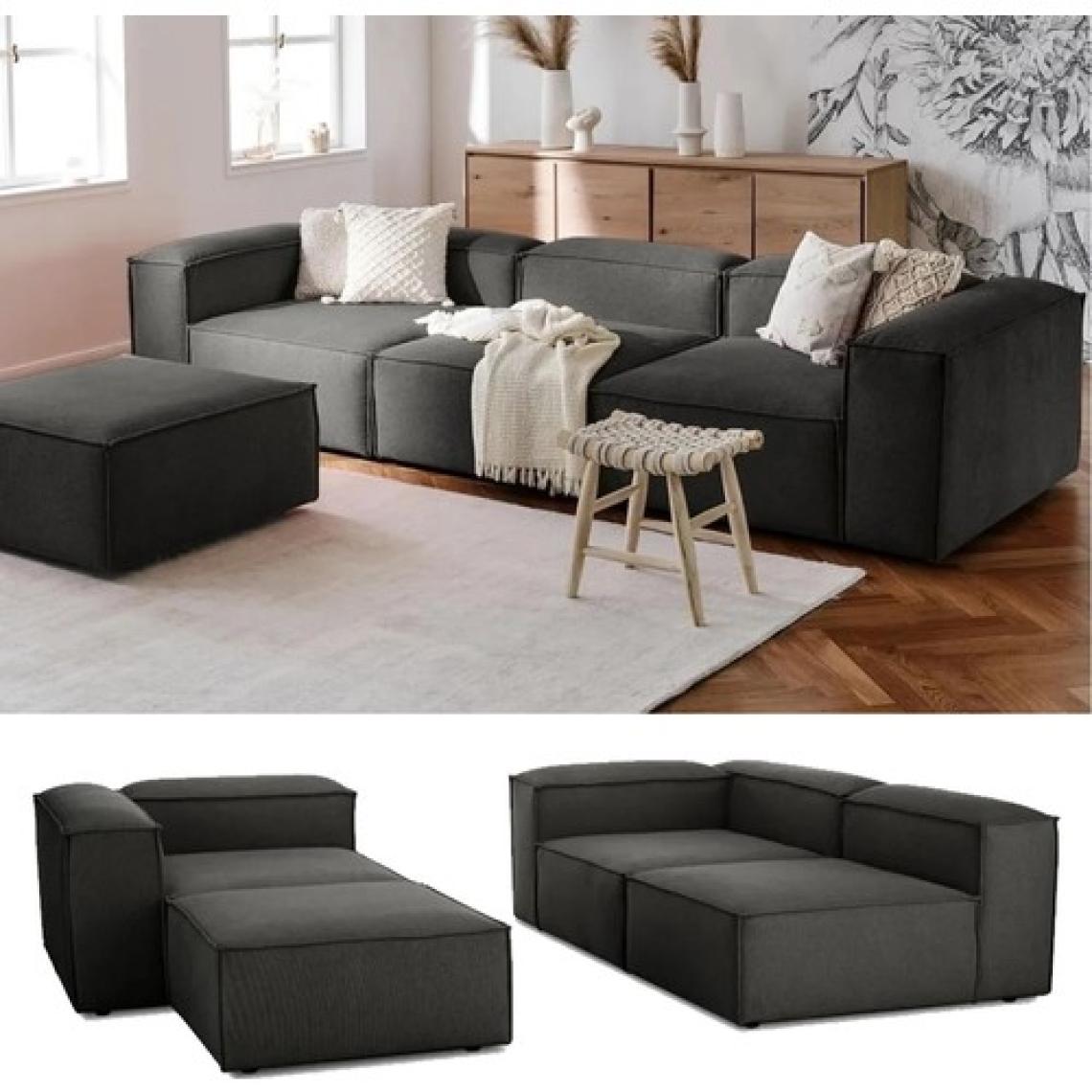 Edsy Home Mira Relax 4 Modül Köşe Koltuk ( Antrasit ) Keten Kumaş