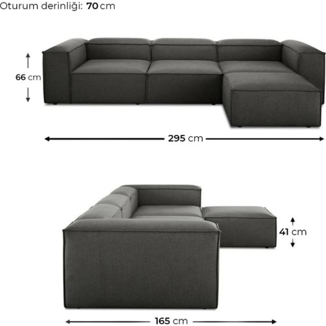 Edsy Home Mira Relax 4 Modül Köşe Koltuk ( Antrasit ) Keten Kumaş