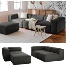 Edsy Home Mira Relax 4 Modül Köşe Koltuk ( Antrasit ) Keten Kumaş