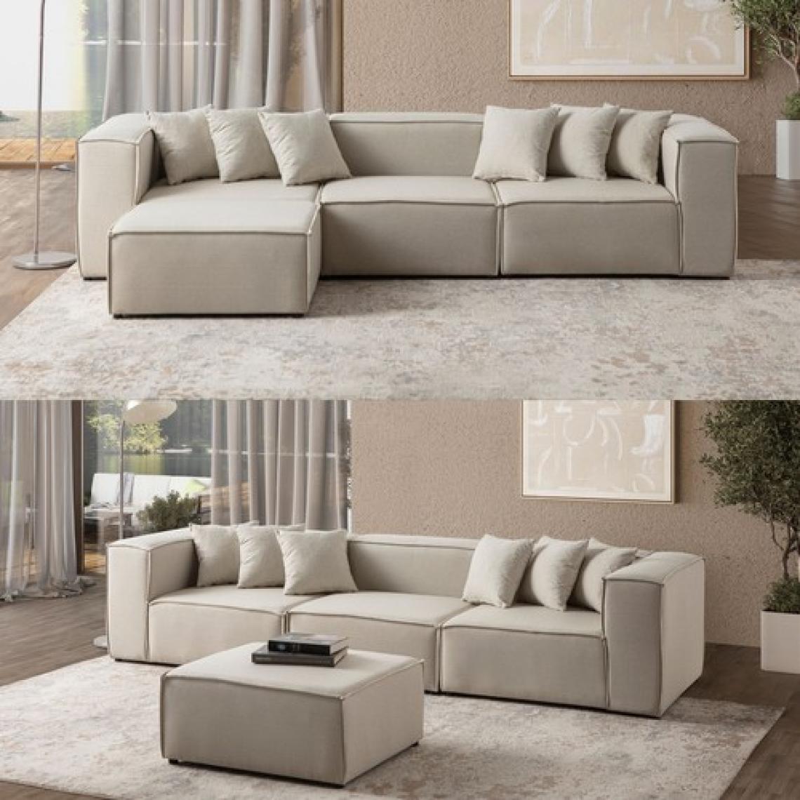 Edsy Home Mira Relax 4 Modül Köşe Koltuk ( Krem ) Keten Kumaş
