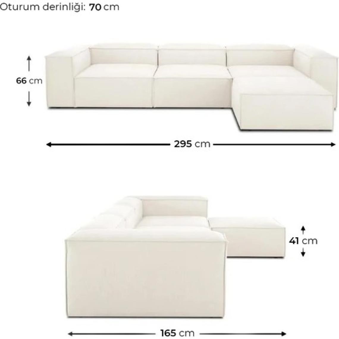 Edsy Home Mira Relax 4 Modül Köşe Koltuk ( Krem ) Keten Kumaş