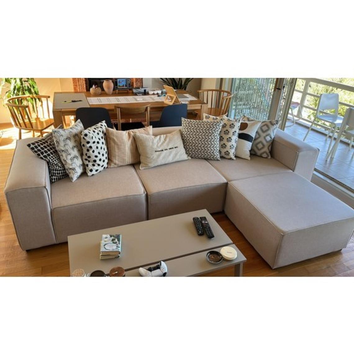 Mobilya Depom Mode Soft Köşe Koltuk Takımı 4 Modül Bej Keten 05 Kumaş(Dairenize Teslim)