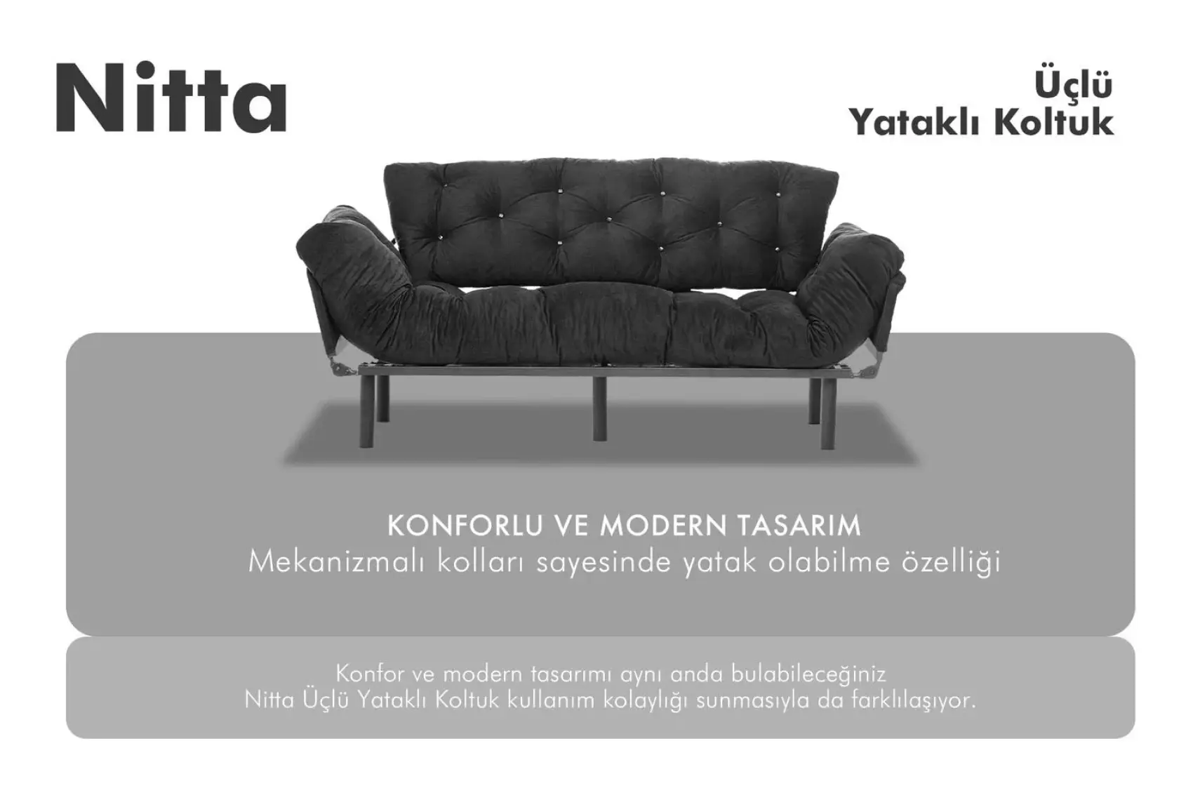 Pafu Nitta Üçlü Yataklı Koltuk - Petrol