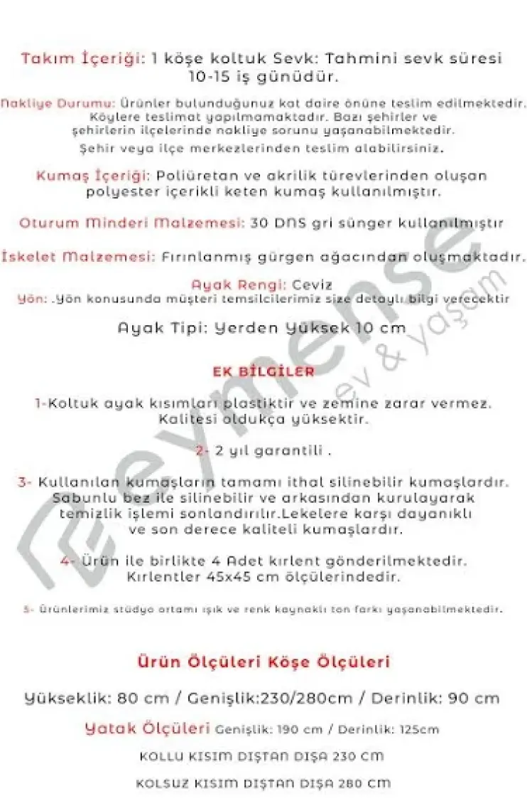 Eymense Tloft Köşe Koltuk Takımı Antrasit