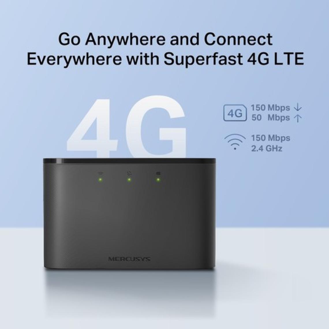 Mercusys MT110, 150Mbps ye kadar İnternet Hızı, 10 Cihaza Kadar Bağlantı, 2200 mAh Batarya, Kurulum Gerektirmez, Mobil Uygulama Desteği, 4G Taşınabilir Mobil LTE Modem