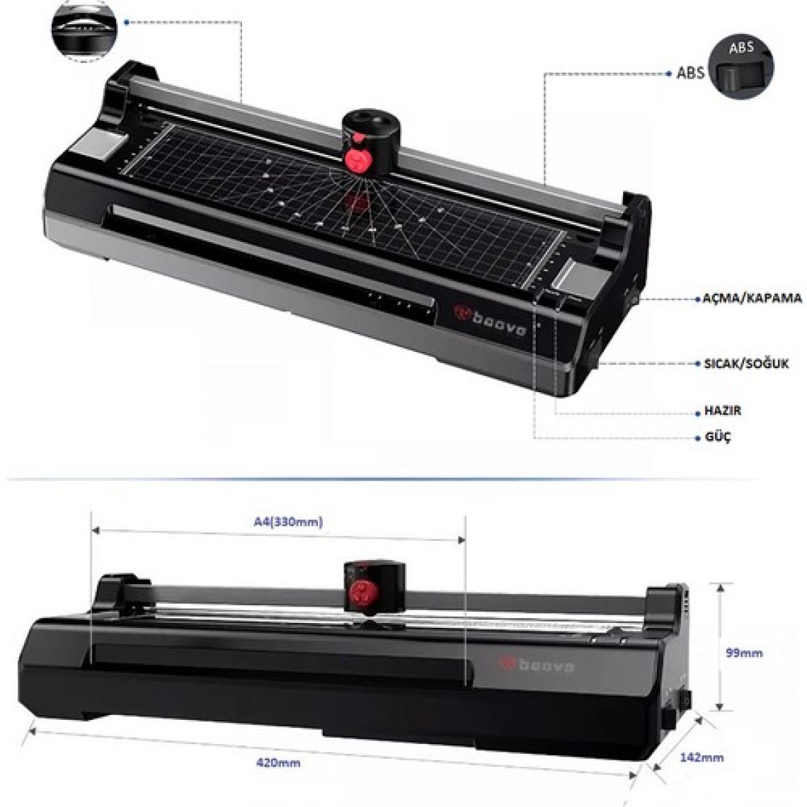 Baove OCW380 A3 Laminasyon Makinesi ve Kağıt Kesme Makinesi + 10 Pvc Film