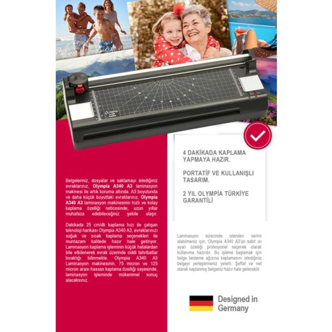 Olympia A340 A3 Pvc Laminasyon Makinesi (3’ü 1 Arada Set) +15 PVC FİLMİ