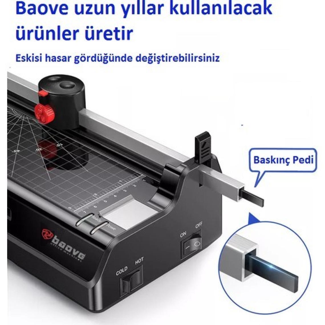 Baove OCW280 A4 Laminasyon Makinesi ve Kağıt Kesme Makinesi + 15 Pvc Filmi Hediye