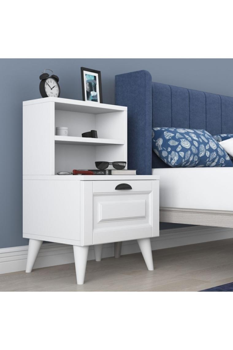 Rani BD105 Komodin 2 Raflı Membran Çekmeceli Komodin Beyaz
