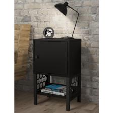 Wood'n Love Maria Premium Dolaplı Raflı Metal Ayaklı Komodin - Siyah / Siyah