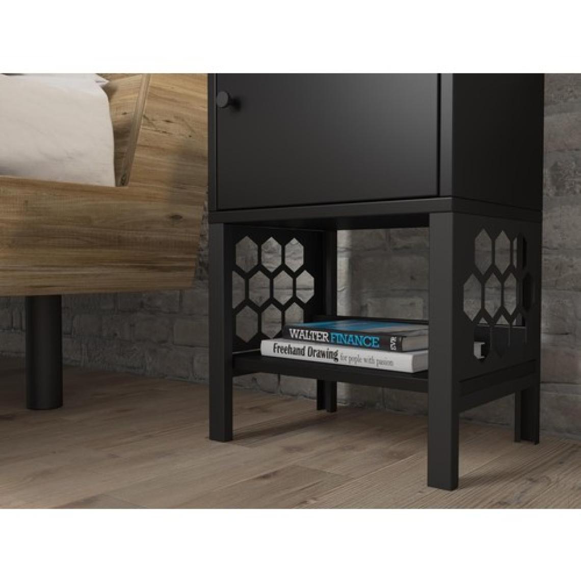 Wood'n Love Maria Premium Dolaplı Raflı Metal Ayaklı Komodin - Siyah / Siyah