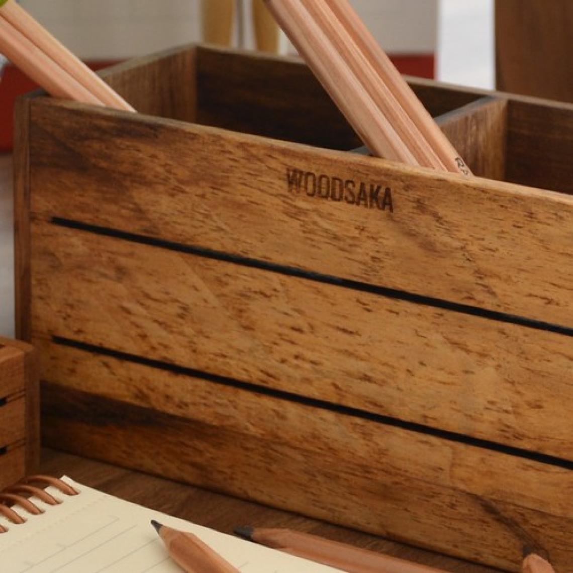 Woodsaka 3Line İki Bölümlü Kalemlik - Ceviz Ağacından