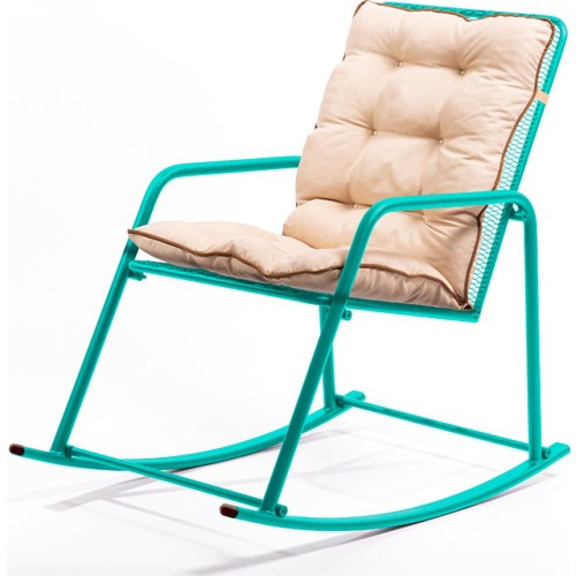 Retodesign Turkuaz Metal Sallanan Sandalye 1092