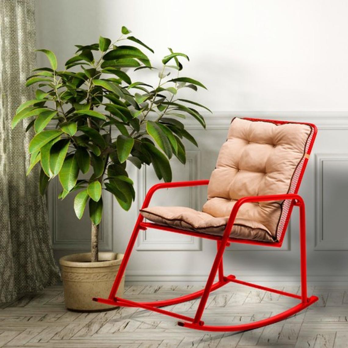 Retodesign Minderli Kırmızı Metal Sallanan Sandalye/ Bebek Emzirme Koltuğu/baba Koltuğu
