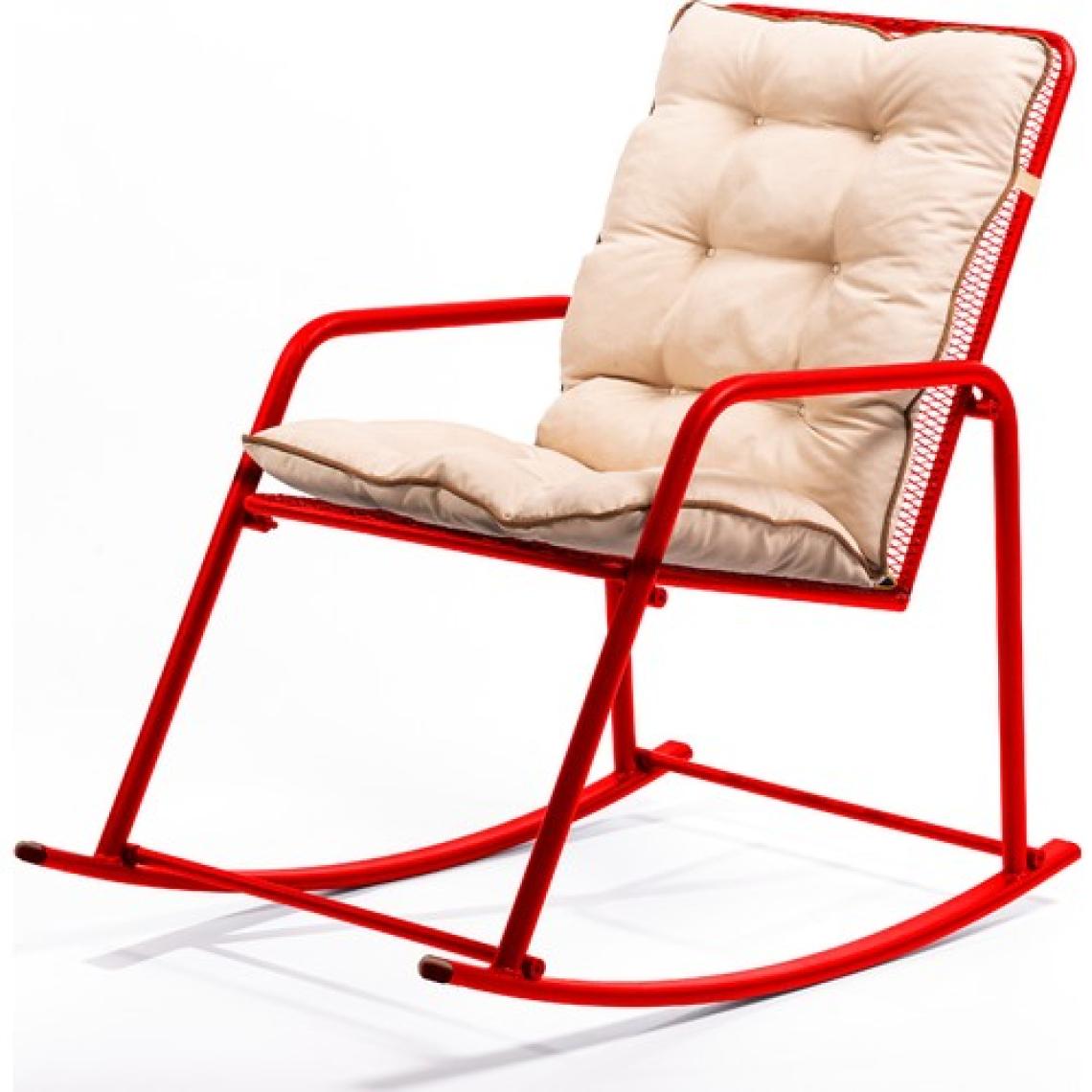 Retodesign Minderli Kırmızı Metal Sallanan Sandalye/ Bebek Emzirme Koltuğu/baba Koltuğu