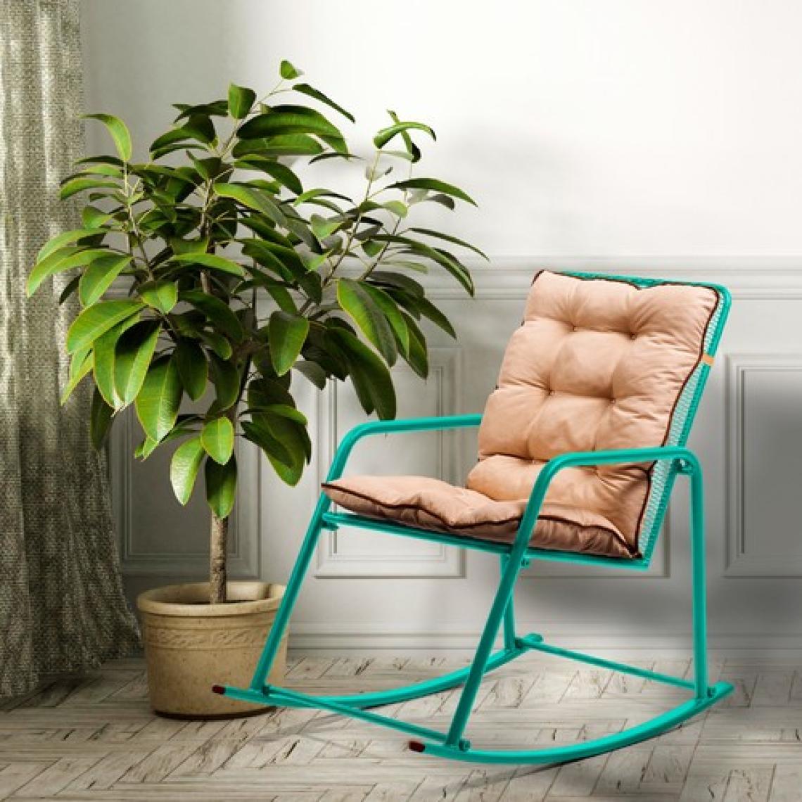 Retodesign Minderli Turkuaz Metal Sallanan Sandalye/ Bebek Emzirme Koltuğu/baba Koltuğu 1093