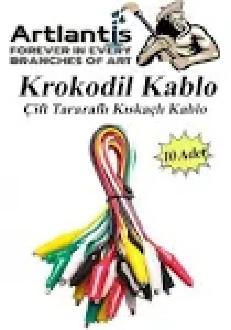 Artlantis Krokodil Kablo 52 cm 10 Lu 1 Paket Timsah Ağızlı Iki Tarafı Kıskaçlı Kablo Elektrik Deney Kablosu Klipsli