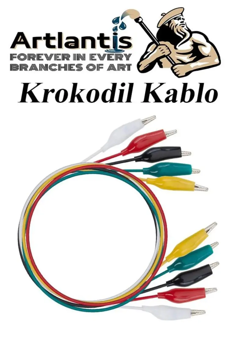 Artlantis Krokodil Kablo 52 cm 10 Lu 1 Paket Timsah Ağızlı Iki Tarafı Kıskaçlı Kablo Elektrik Deney Kablosu Klipsli