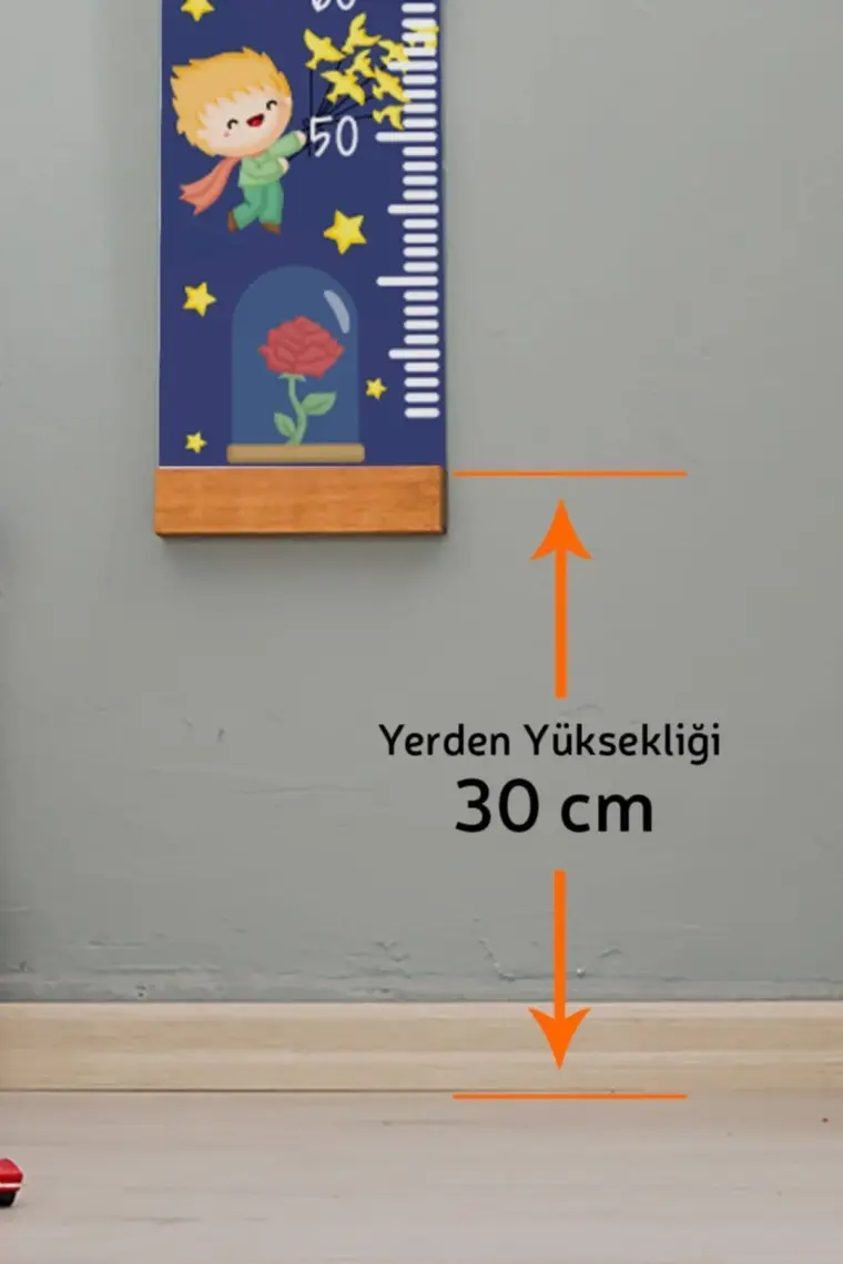 Store Prens Tasarımlı Çocuk Odası Duvar Boy Ölçüm Cetveli