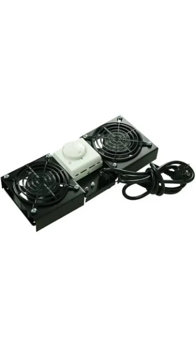 Canovate 2li Rack Kabin Fan Modülü Termostatlı Duvar Tipi Siyah
