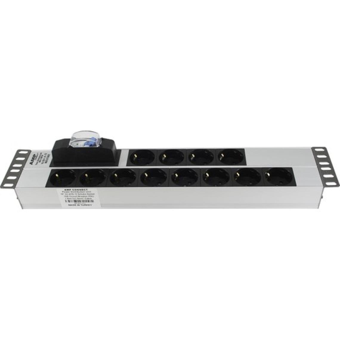 Connect 19" 2u 12'li Schuko Soketli Otomatik Sigorta Korumalı Alüminyum Rack Kabin Grup Prizi Pdu