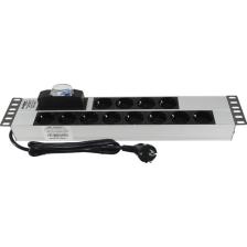 Connect 19" 2u 12'li Schuko Soketli Otomatik Sigorta Korumalı Alüminyum Rack Kabin Grup Prizi Pdu
