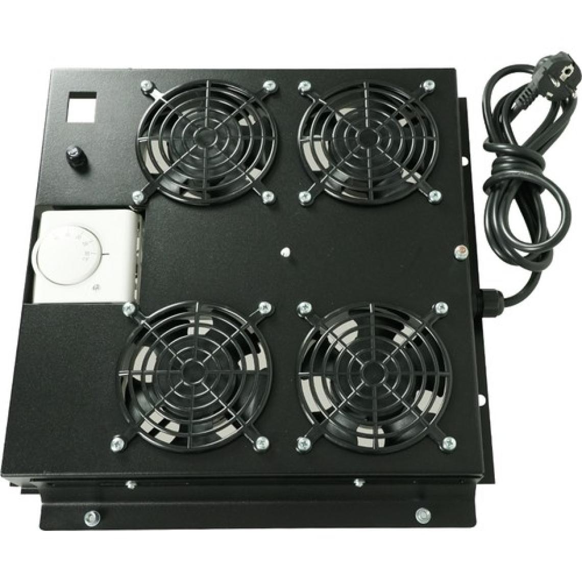 Canovate 4lü Rack Kabinet Fan Modülü Termostatlı Ral 9005 Siyah