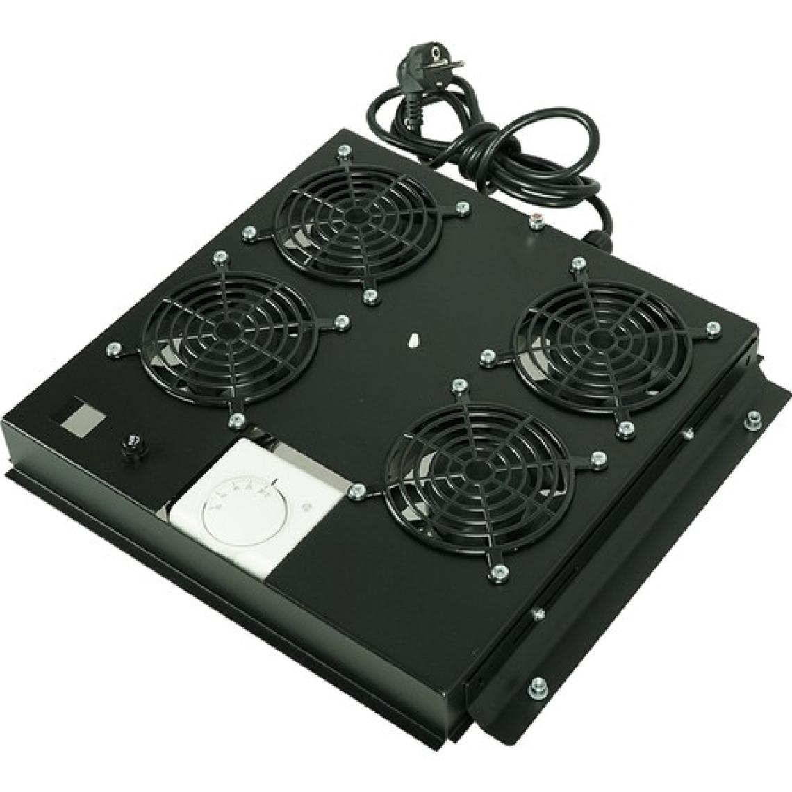 Canovate 4lü Rack Kabinet Fan Modülü Termostatlı Ral 9005 Siyah