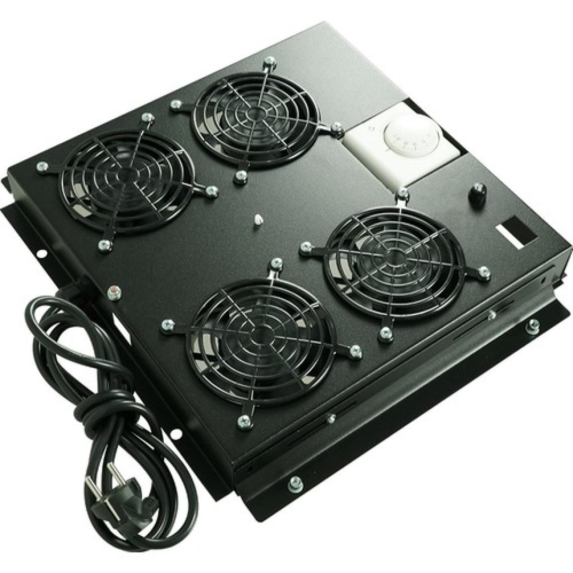 Canovate 4lü Rack Kabinet Fan Modülü Termostatlı Ral 9005 Siyah