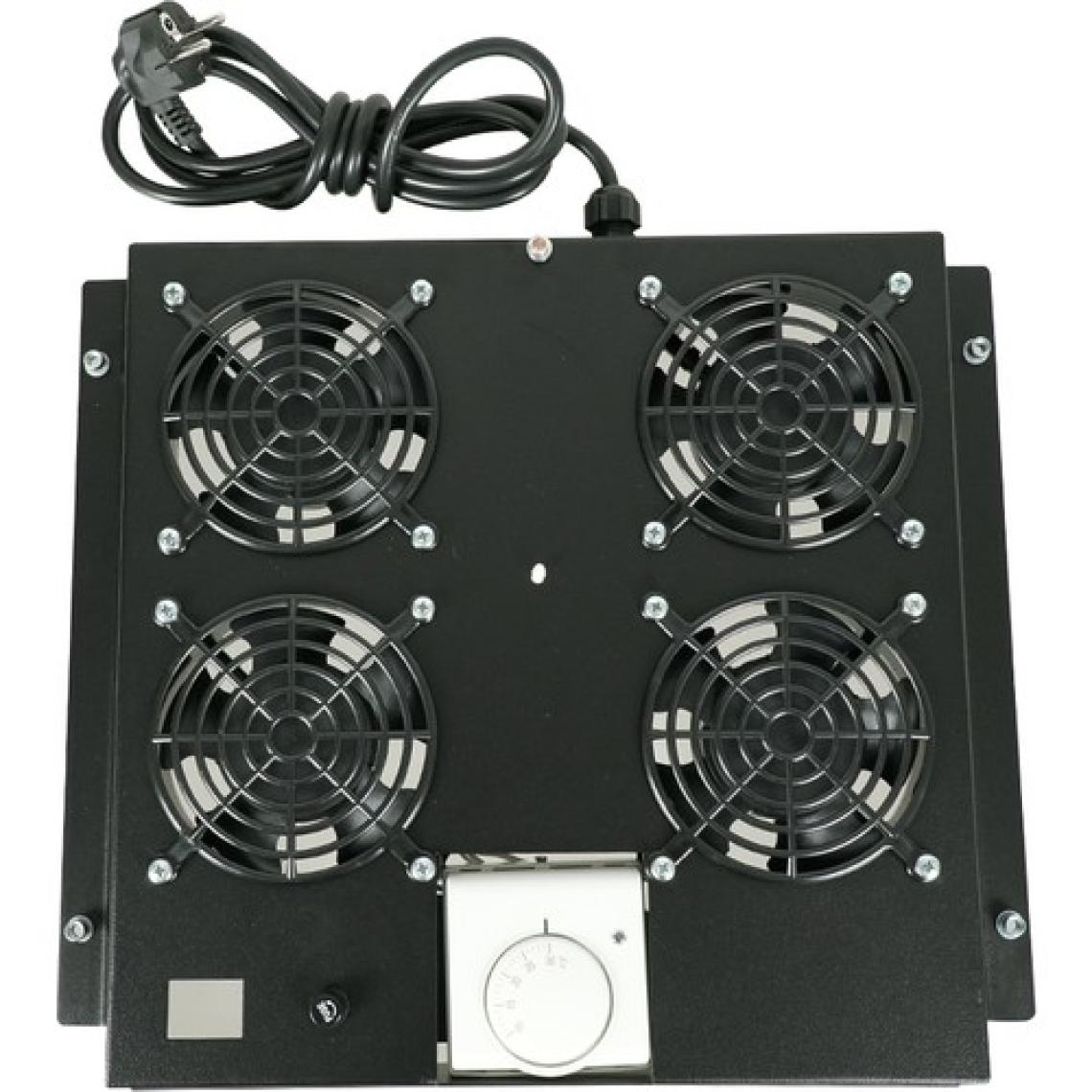 Canovate 4lü Rack Kabinet Fan Modülü Termostatlı Ral 9005 Siyah