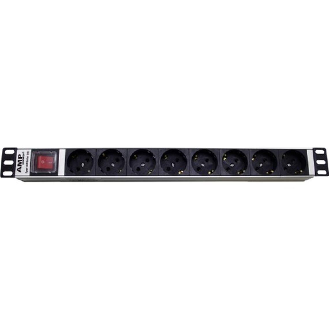 Connect 19" 1u 8'li Schuko Soketli On/off Anahtarlı Alüminyum Rack Kabin Grup Prizi Pdu