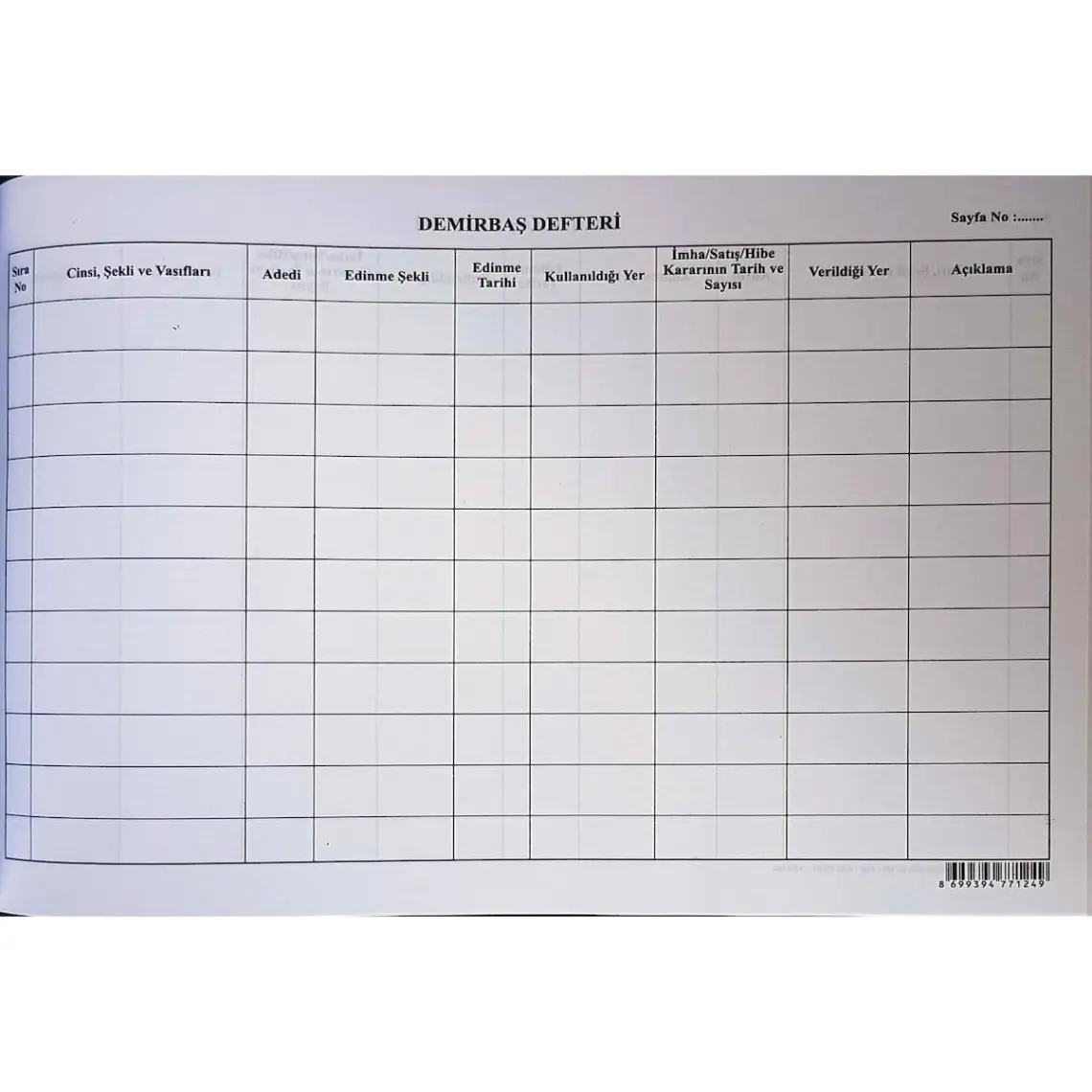 Kocaoluk Demirbaş Ciltli Defter