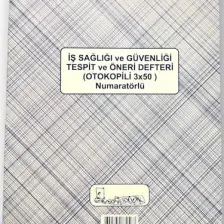 Kocaoluk İş Sağlığı Ve Güvenliği Tespit Ve Öneri Defteri (3x50 Numaratörlü)