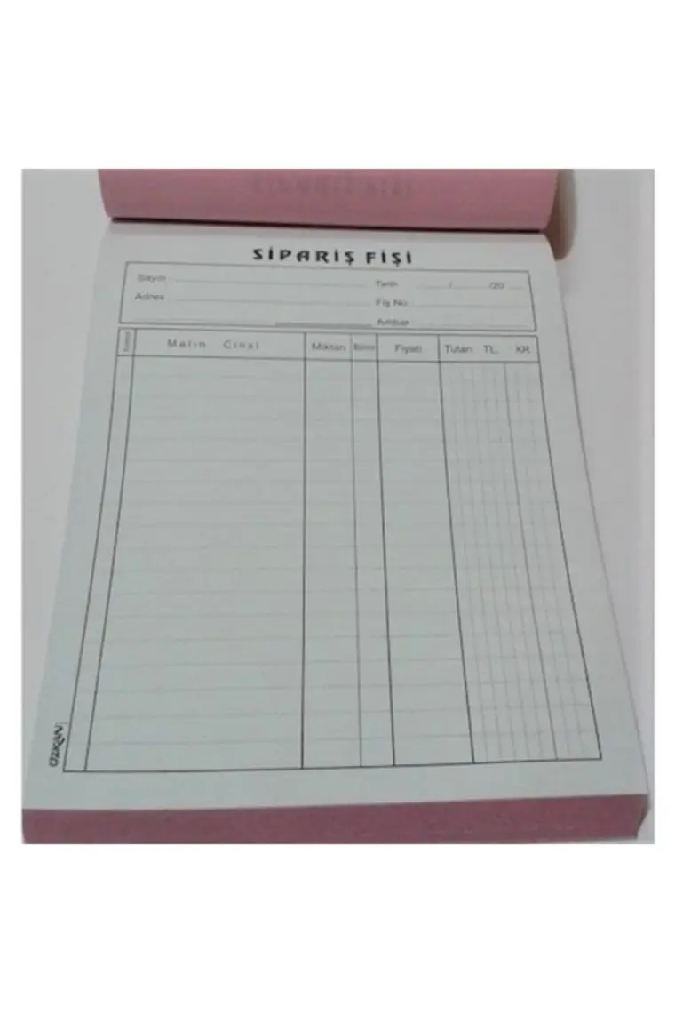 Özkan Sipariş Fişi No:3 Otokopili 2 Nüsha 6 lı Paket