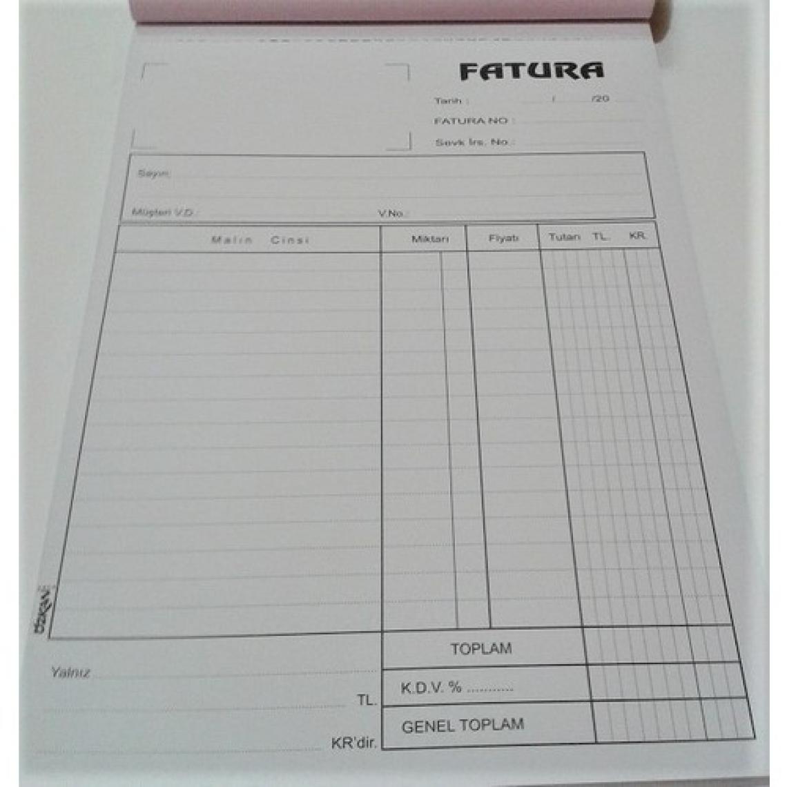 Özkan Fatura Defteri No:3 Otokopili 3 Nüsha