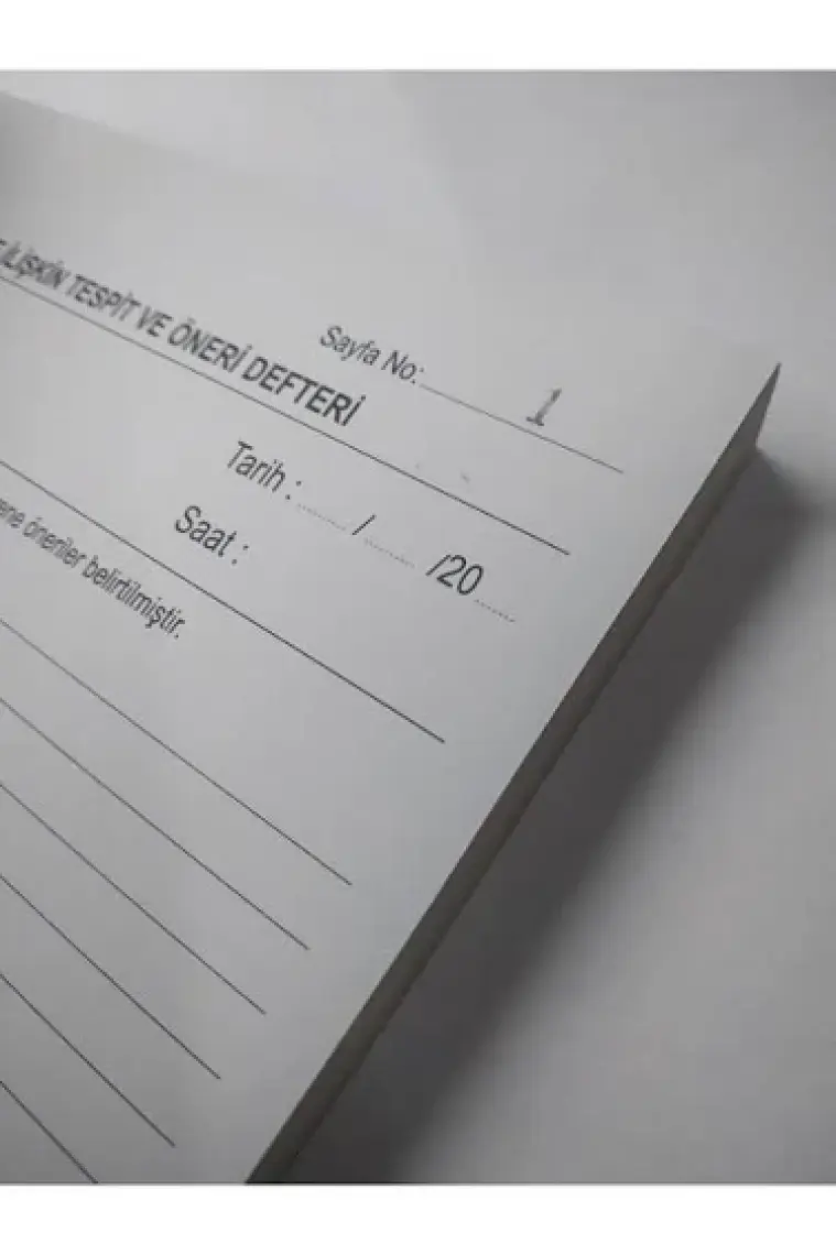 Iş Güvenlik Iş Sağlığı Tespit ve Öneri Defteri Numaralı