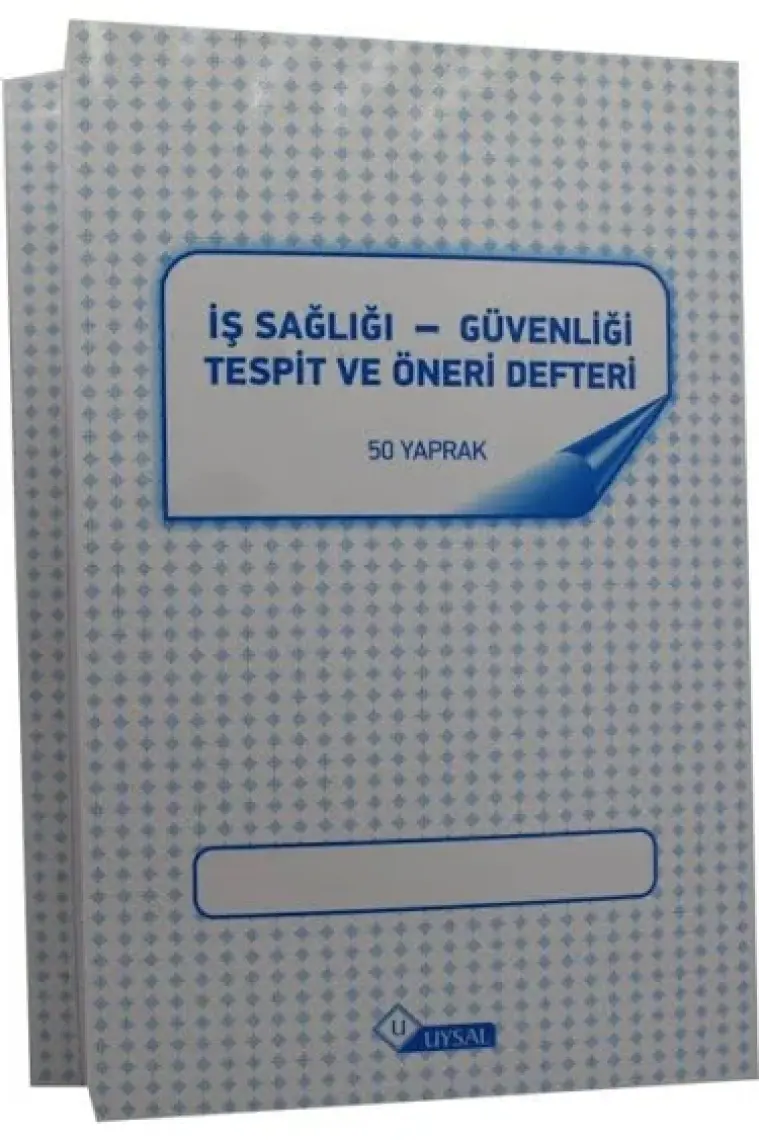 Uysal Karton Kapaklı İş Sağlığı ve Güvenliği Tespit Öneri Defteri 50YP